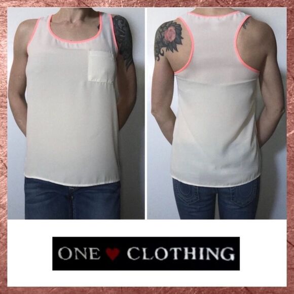One Clothing Cream Pink Racerback Tank Top Small S - Picture 1 of 10